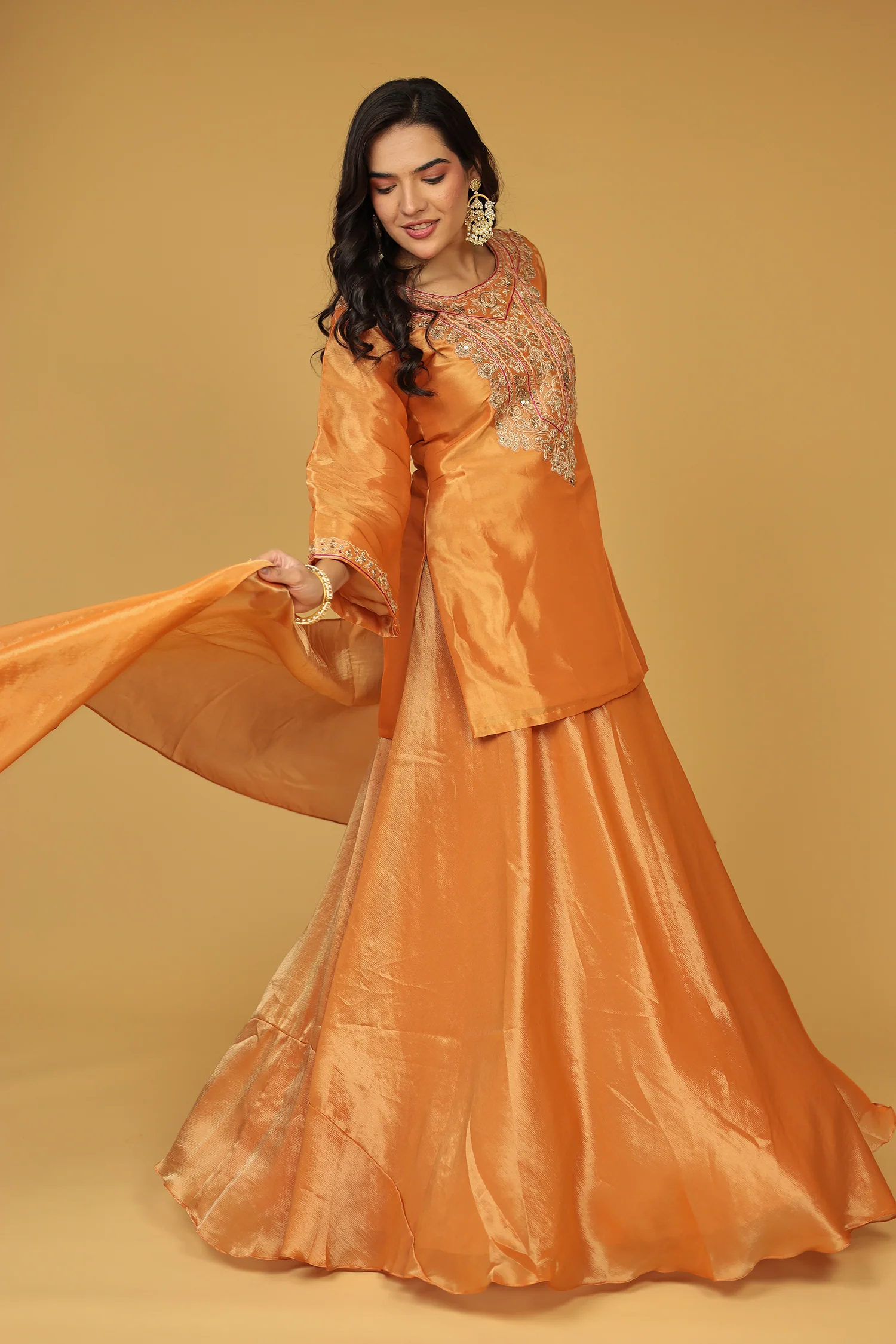 Shimmer Tissue Indo Western (3Pc) with Dori, Sequins and Thread work - Image 10