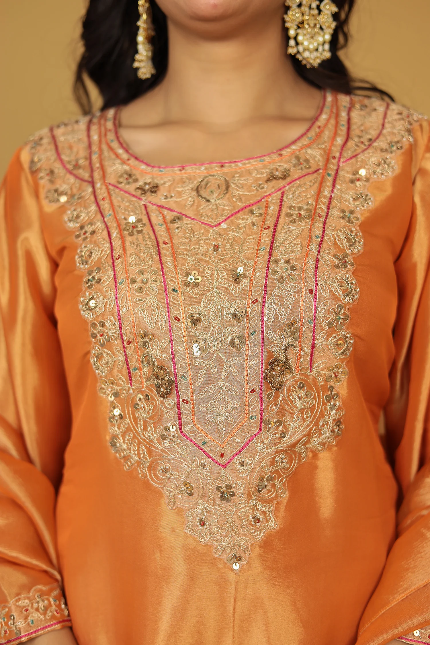 Shimmer Tissue Indo Western (3Pc) with Dori, Sequins and Thread work - Image 11