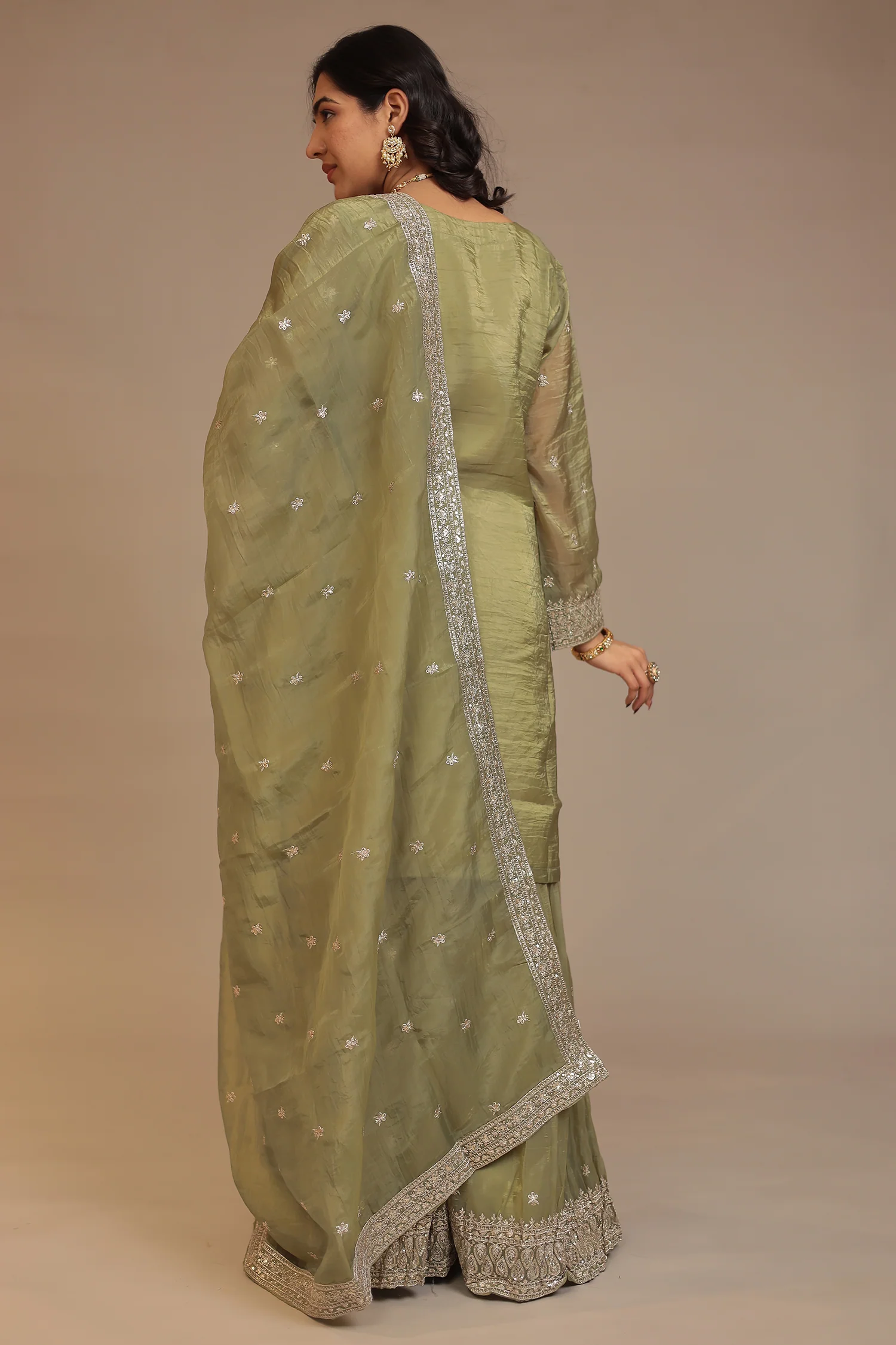 Tissue Suit with Aari, Sequins work - Image 6