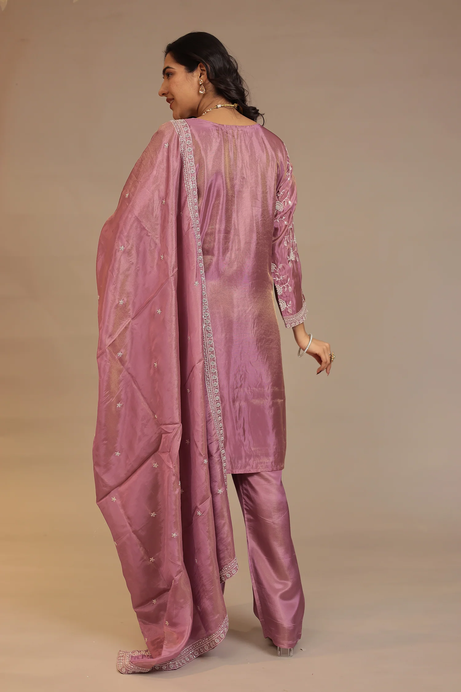 Tissue Suit with Cutdana, Sequins, Thread work - Image 12