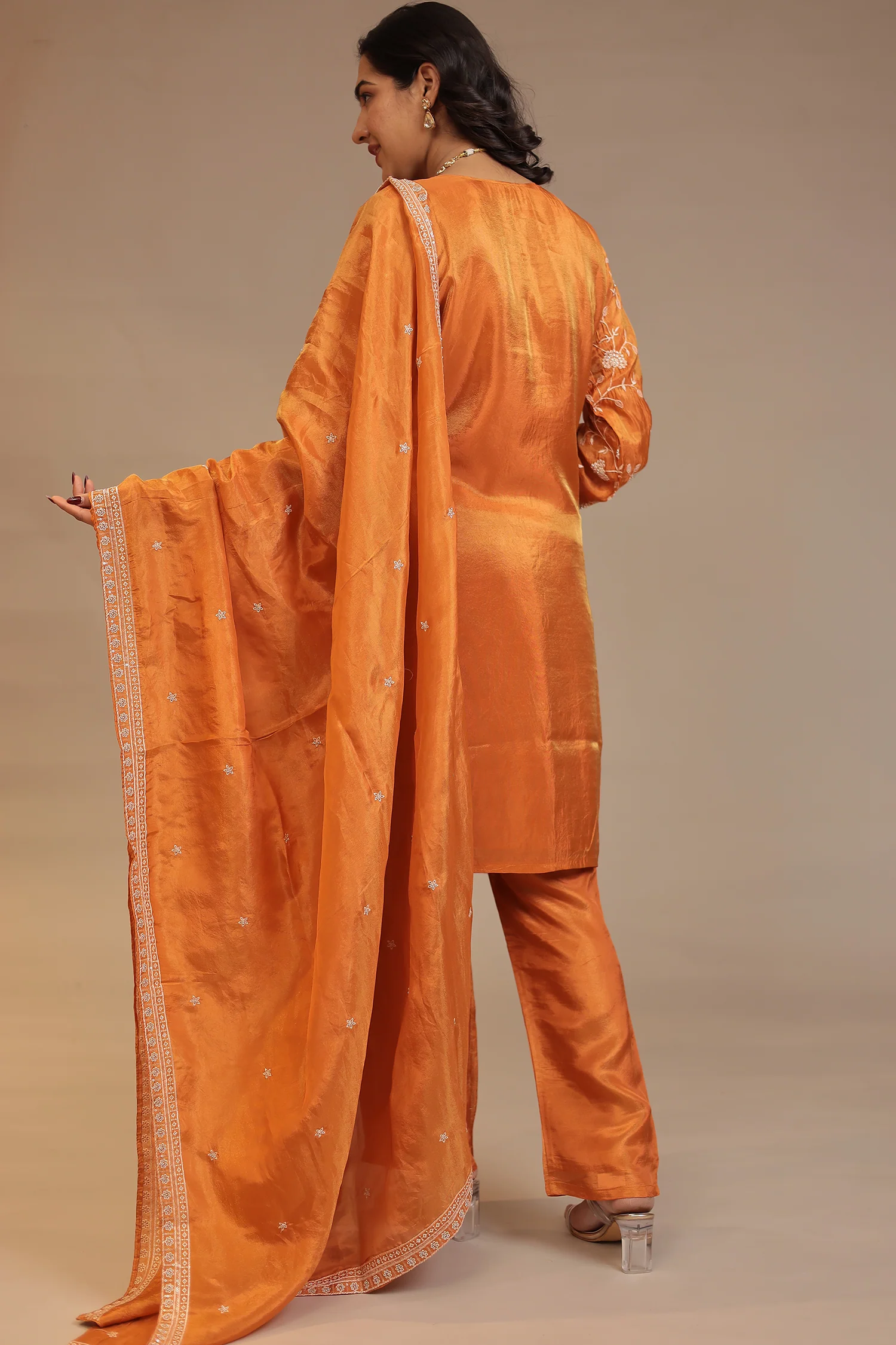 Tissue Suit with Cutdana, Sequins, Thread work - Image 6