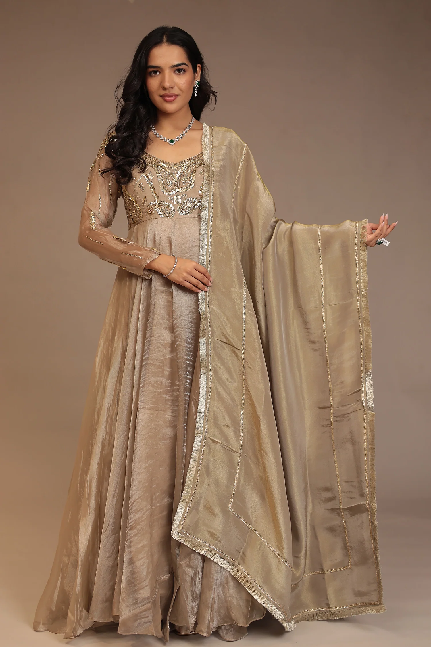 Tissue Suit with Cutdana, Sequins work.
