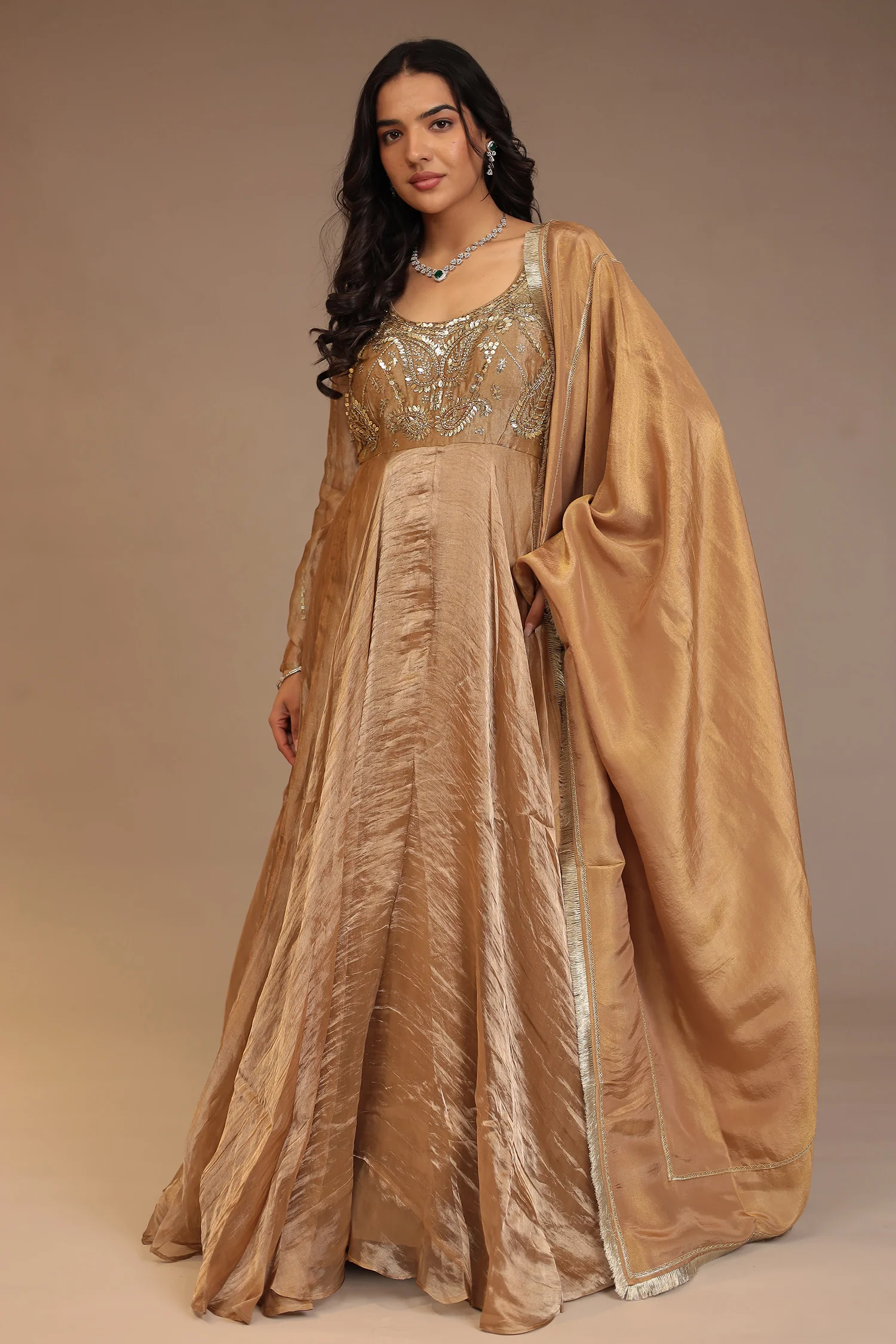 Tissue Suit with Cutdana, Sequins work. - Image 5